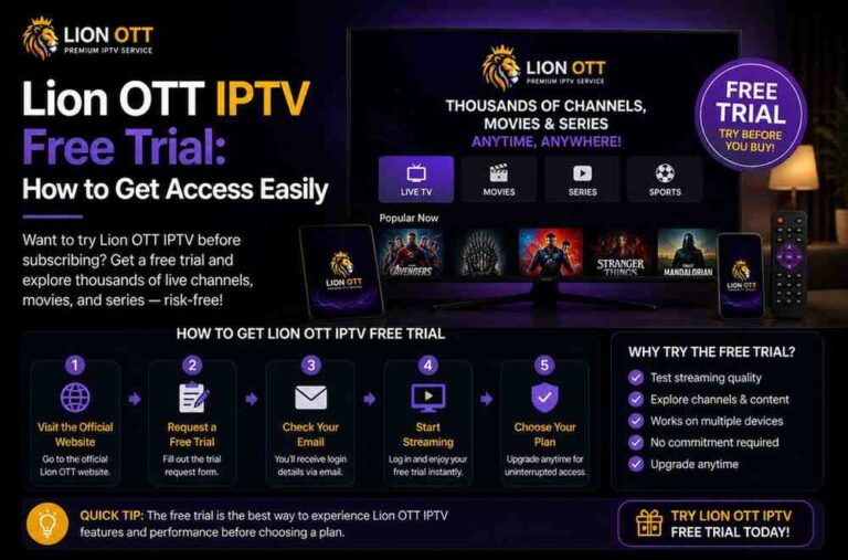 Lion OTT IPTV Free Trial: How to Get Access Easily